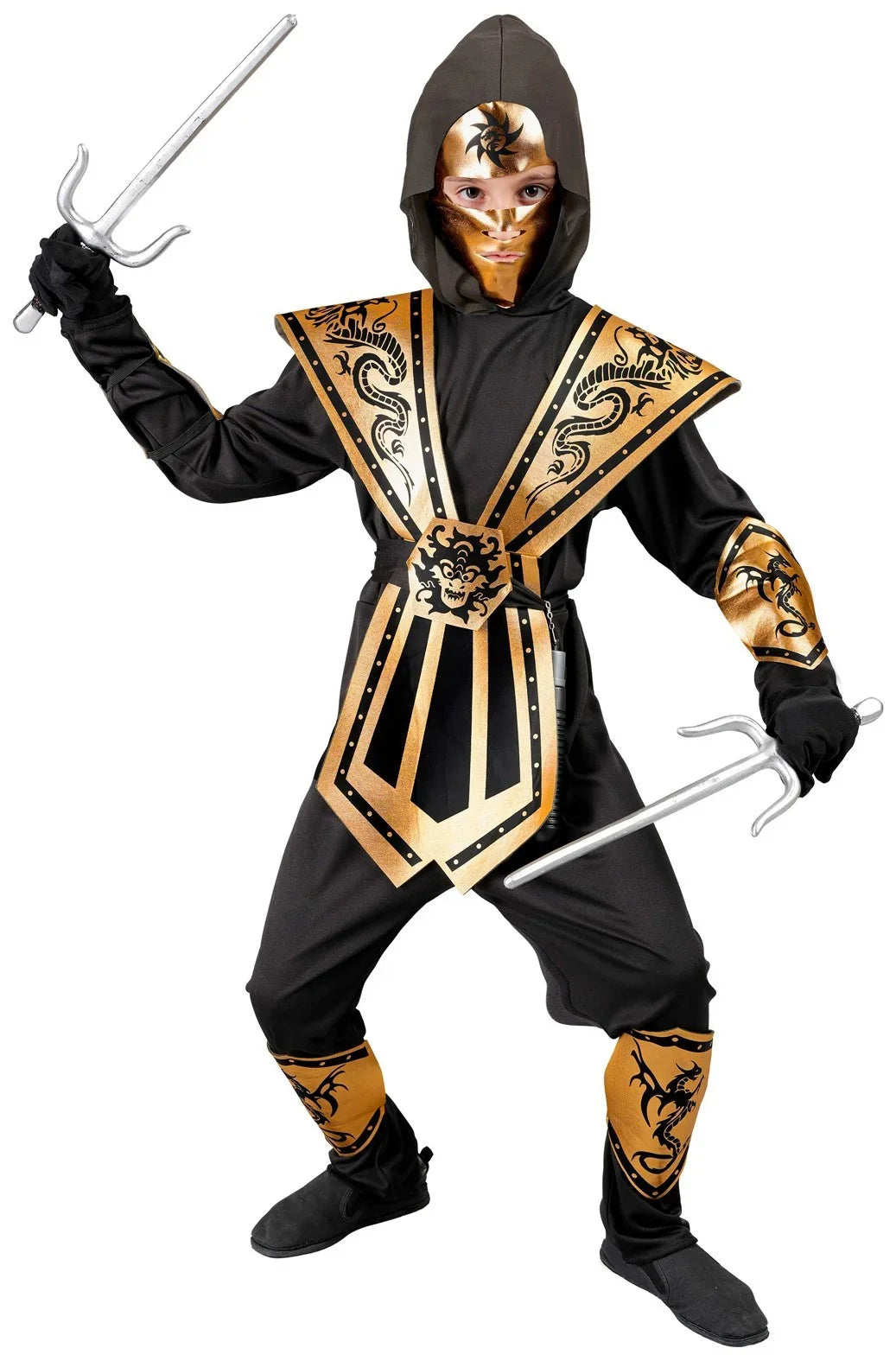 Disfraz de Ninja con Armadura Dorada para Niño Ninjas Infantiles Widmann