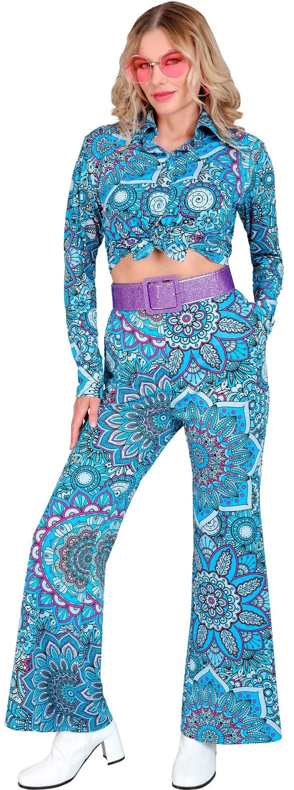 Pantalón Años 60 Estampado Mandala Azul para Mujer Años 60 Widmann