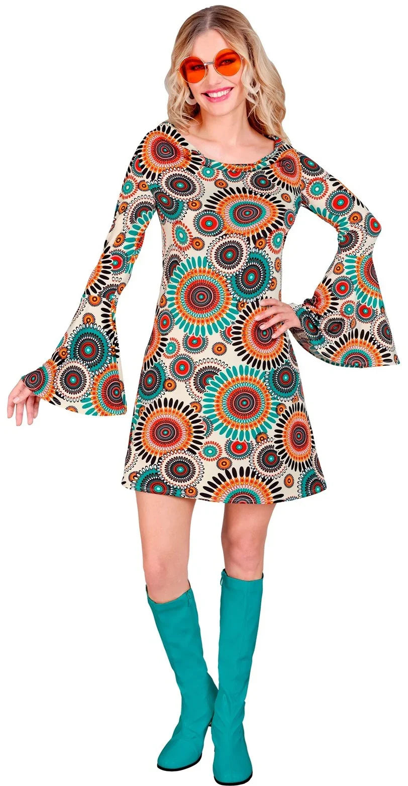 Disfraz Años 60 con Estampado Multicolor para Mujer Años 60 Widmann
