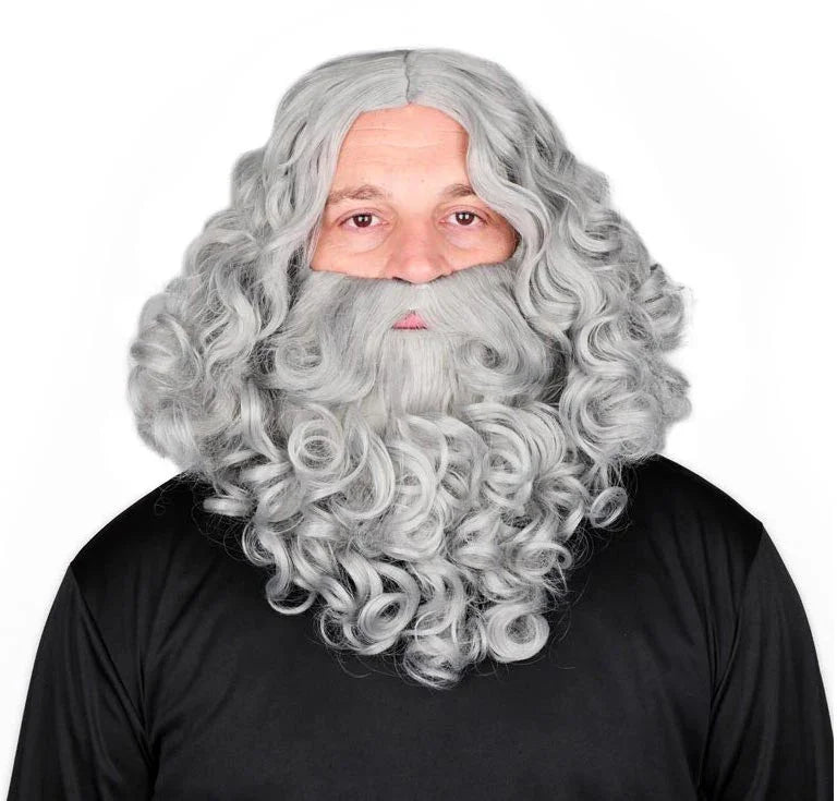 Peluca de Rey Mago Melchor Gris con Barba Reyes Magos y Pajes EuroCarnavales