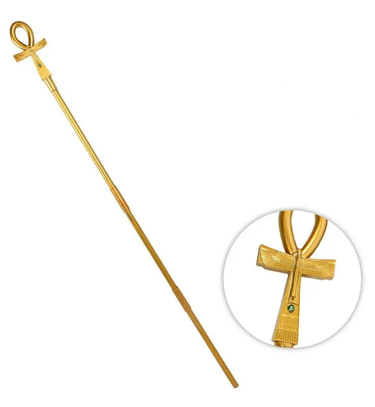 Báculo Egipcio Dorado de Cruz Ankh del Dios Isis Complementos Egipcios Partilandia