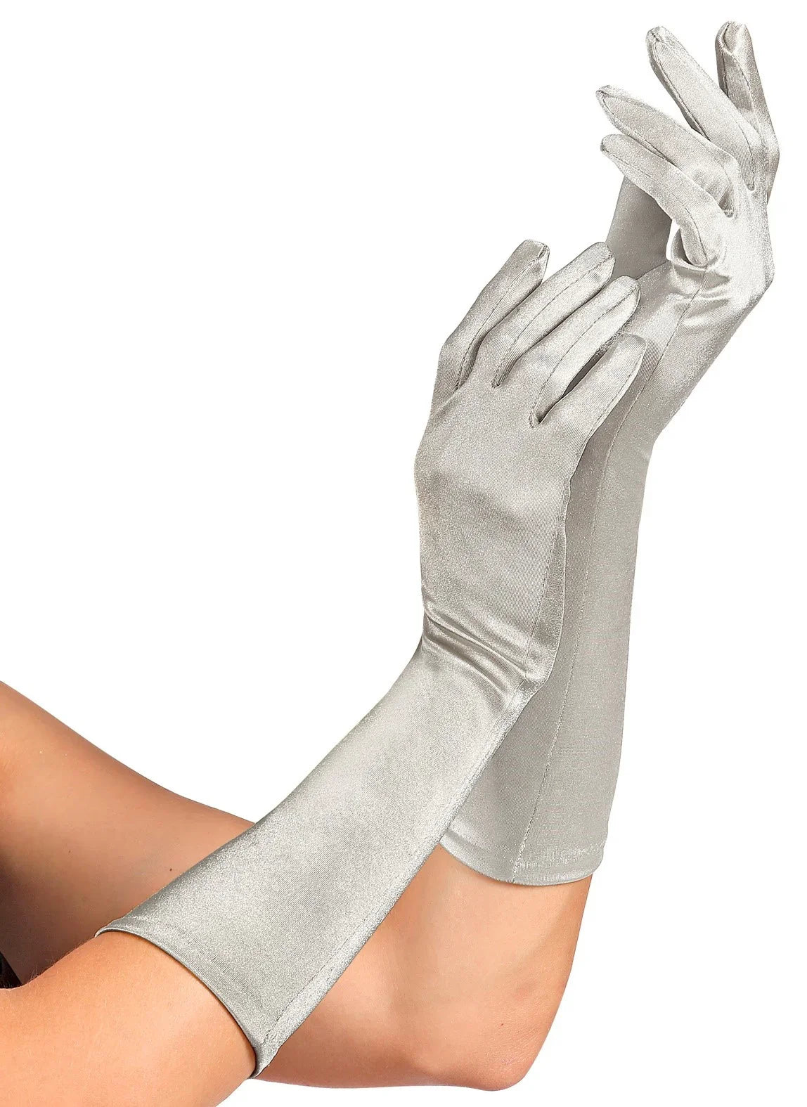 Guantes Plateados Largos de Satén Guantes Widmann