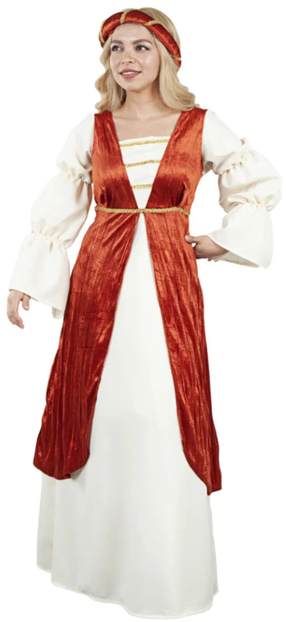 Disfraz de Princesa Medieval Rojo para Mujer Medieval Fycar