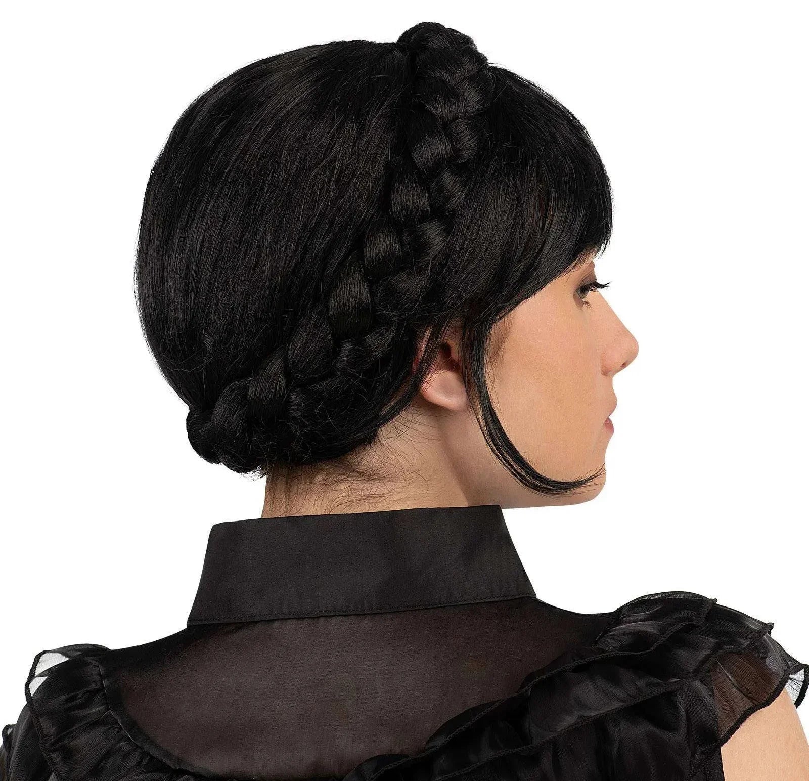 Peluca de Miércoles Addams con Trenza Corona Pelucas de Miércoles Addams Viving
