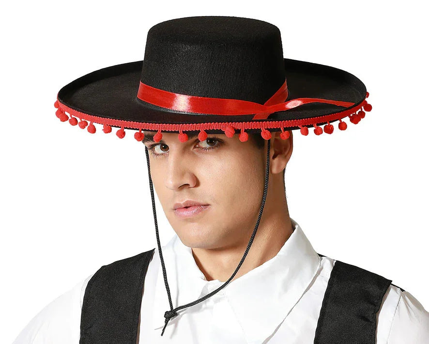Sombrero Cordobés con Cinta de Madroño Roja Complementos Sevillanas, Cordobeses y Toreros Atosa