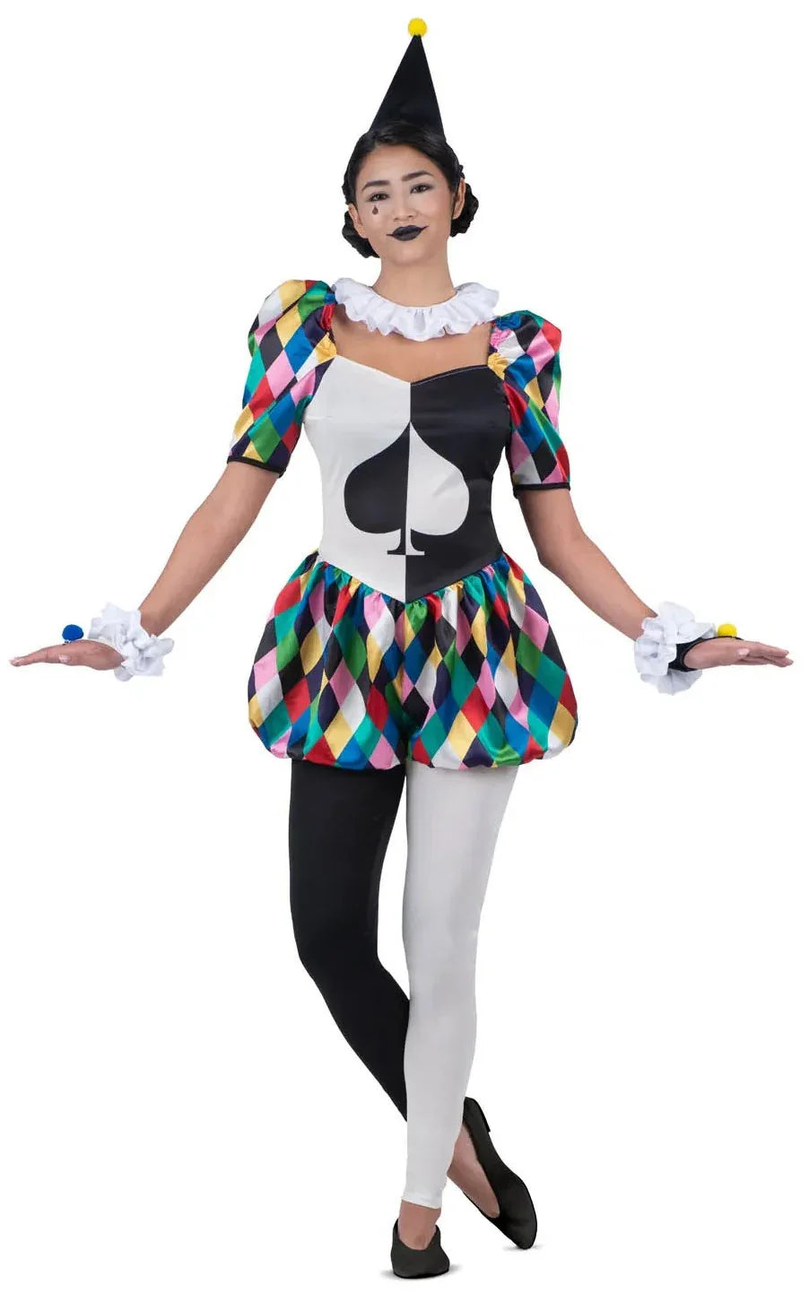 Disfraz de Arlequina Multicolor para Mujer Arlequines y Bufones Viving