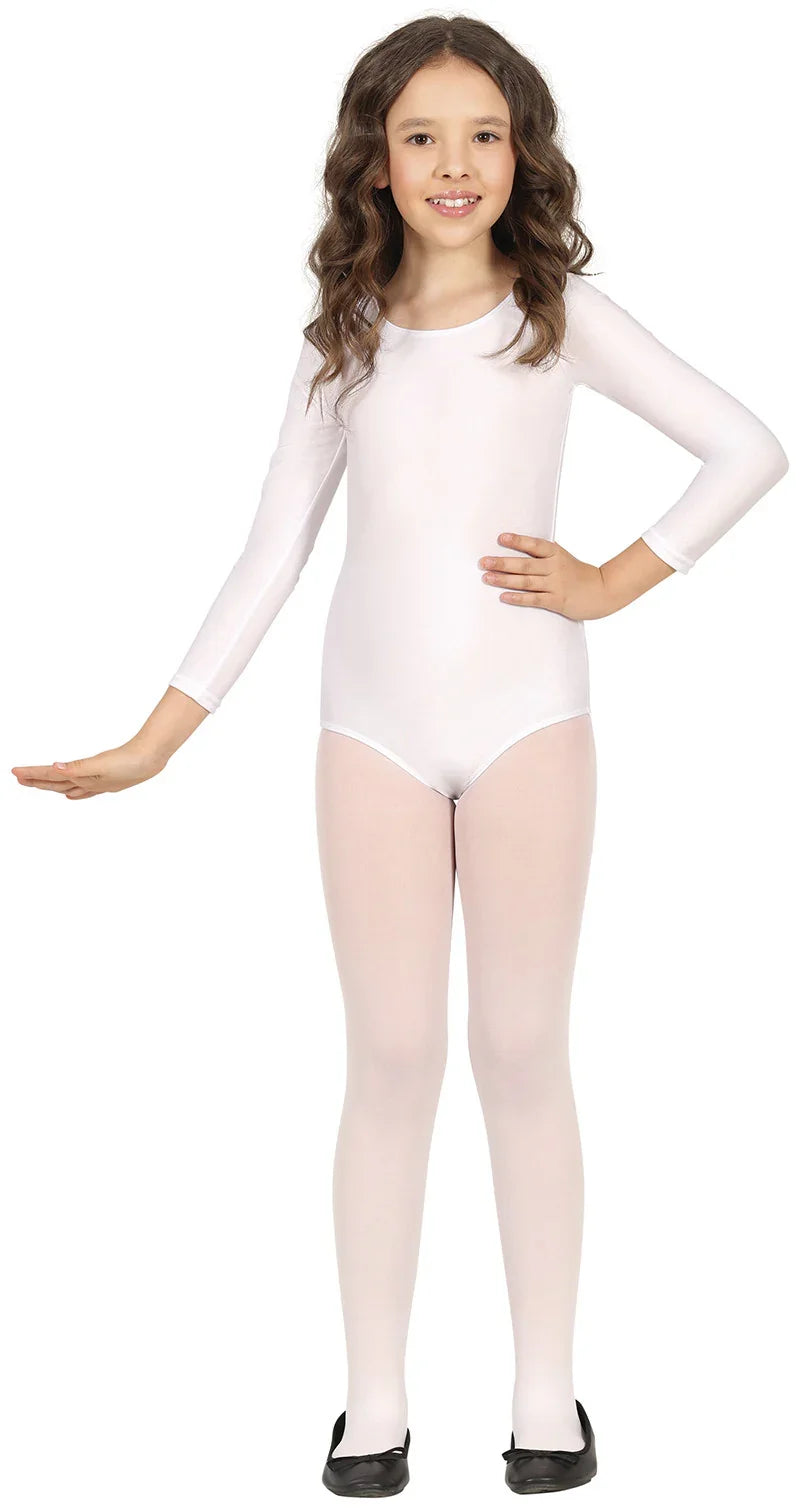 Maillot Blanco de Manga Larga para Niña Bodies y Maillots de Sevillana Guirca