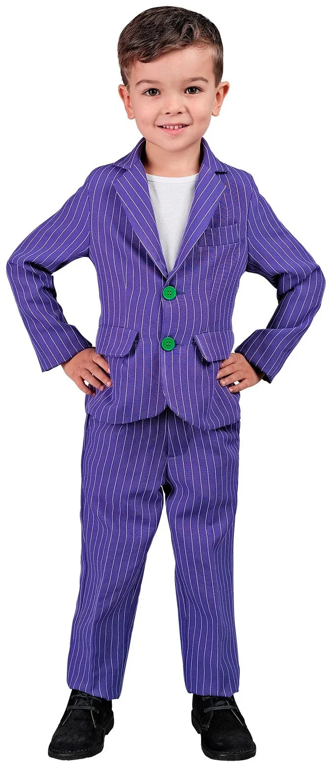 Traje de Joker Morado con Rayas para Niño Joker Widmann