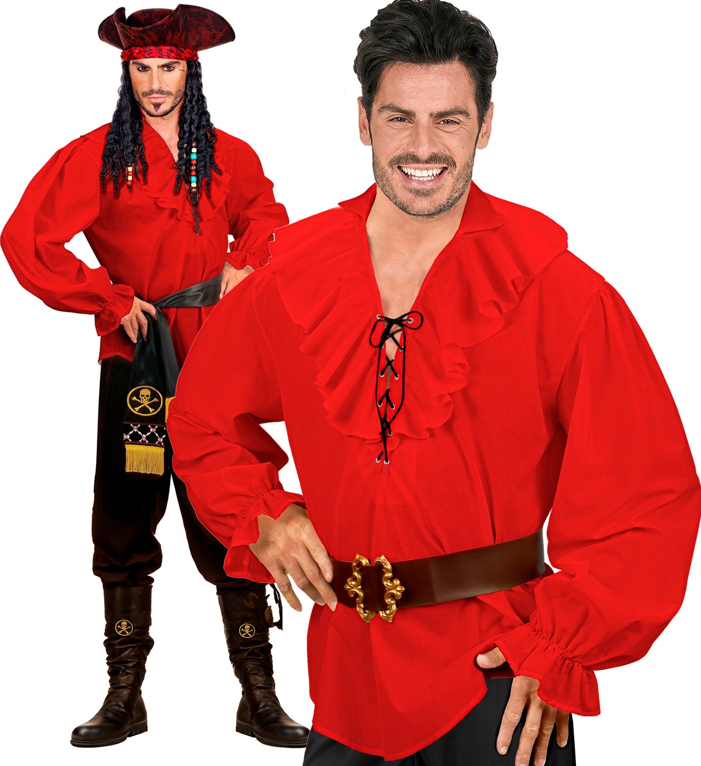 Camisa Pirata Roja para Hombre Chaquetas, Chalecos y Camisas Widmann