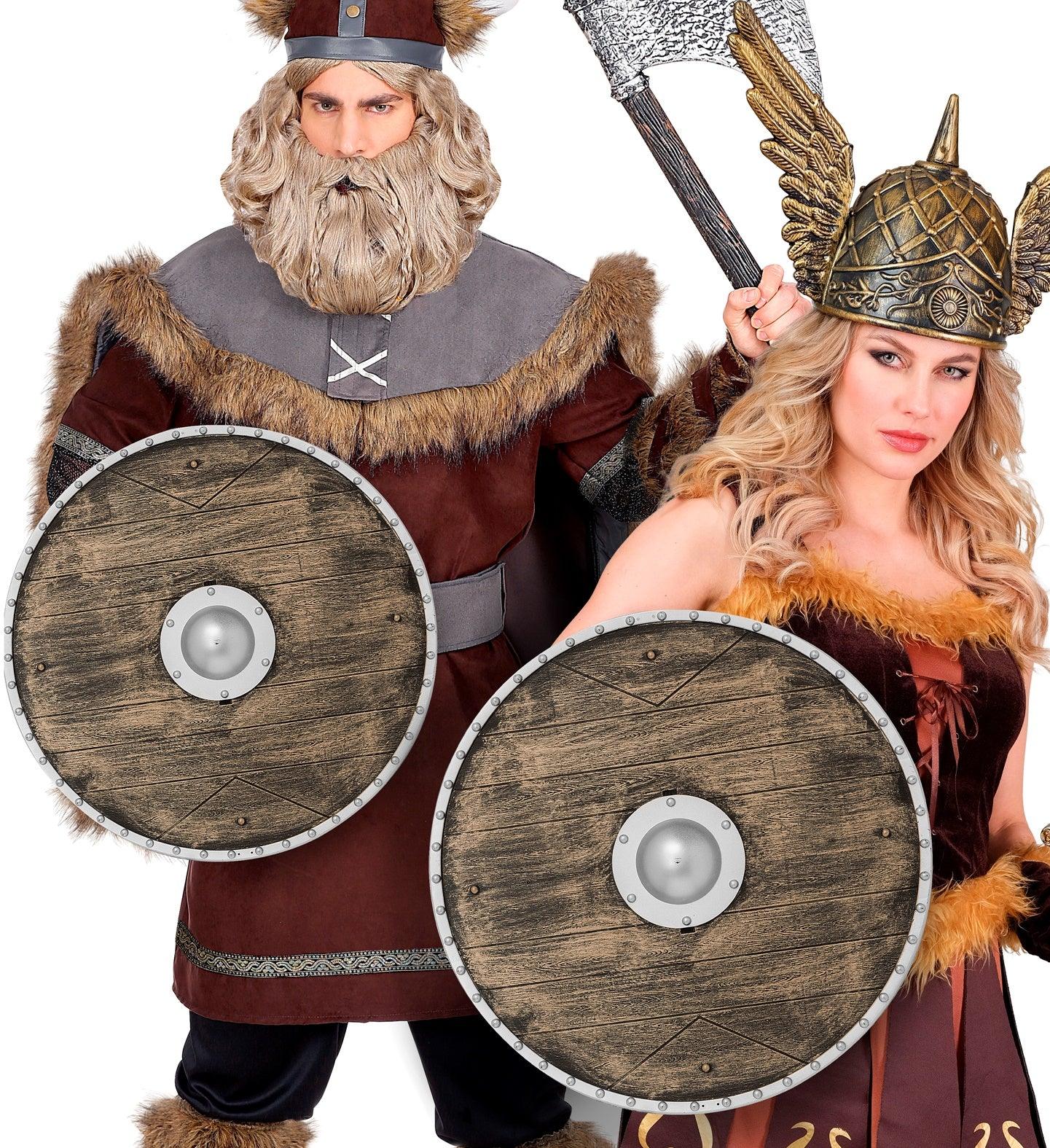Escudo Vikingo Redondo Efecto Madera Complementos Vikingos Guirca