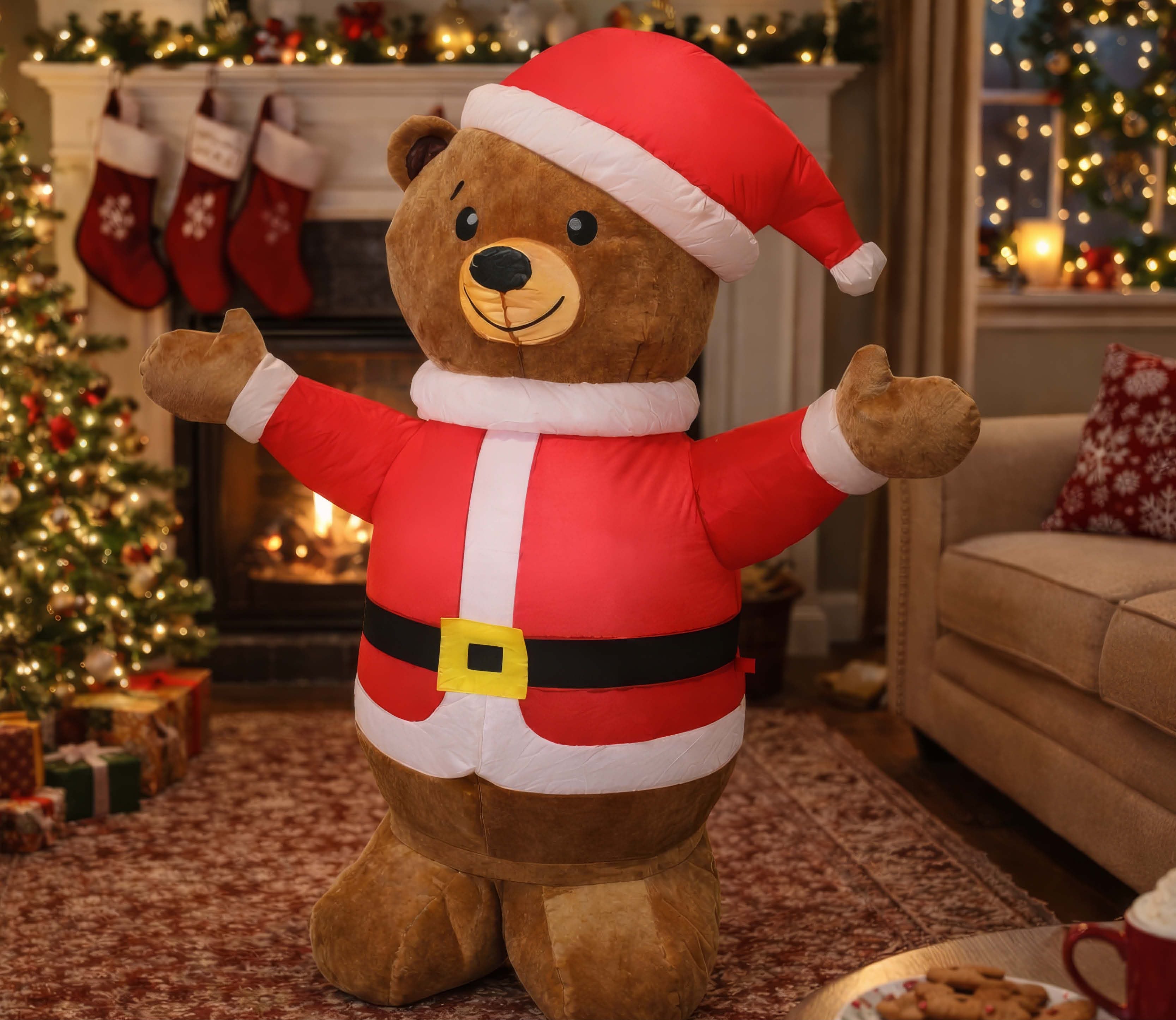 Osito de Navidad Hinchable con Luz de 120cm