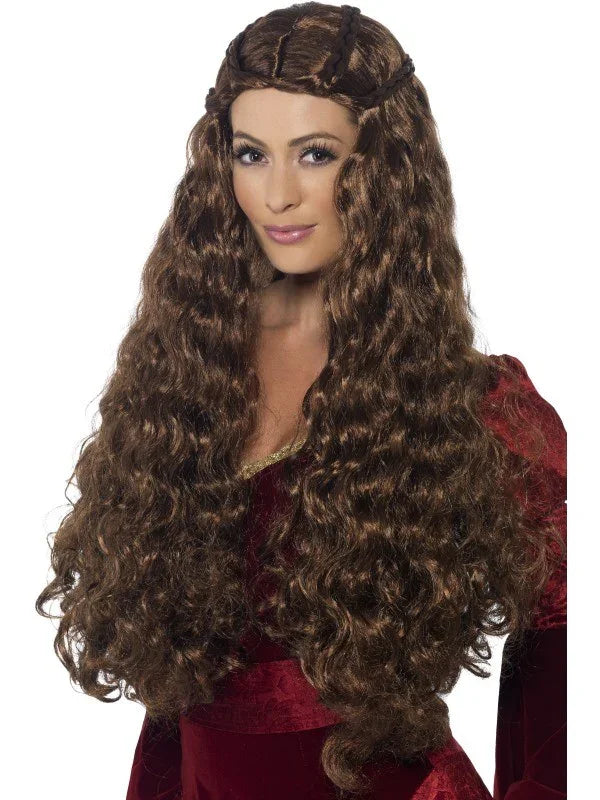Peluca Medieval Castaña con Rizos COMPLEMENTOS Smiffys