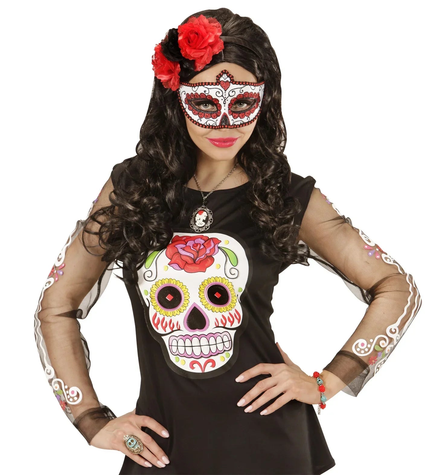 Antifaz rojo del Día de los Muertos Antifaces Widmann