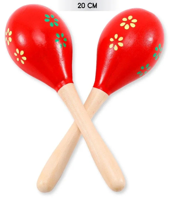 Maracas de Madera Rojas con Flores Rumberos y Caribeños Partilandia