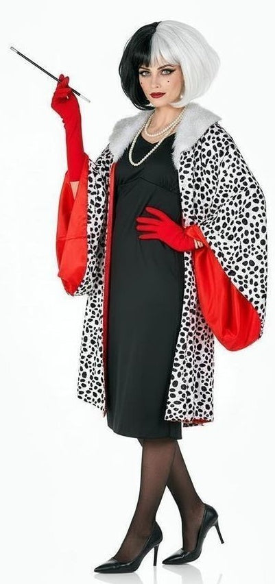Fato de Cruella com Casaco Dálmata para Mulher