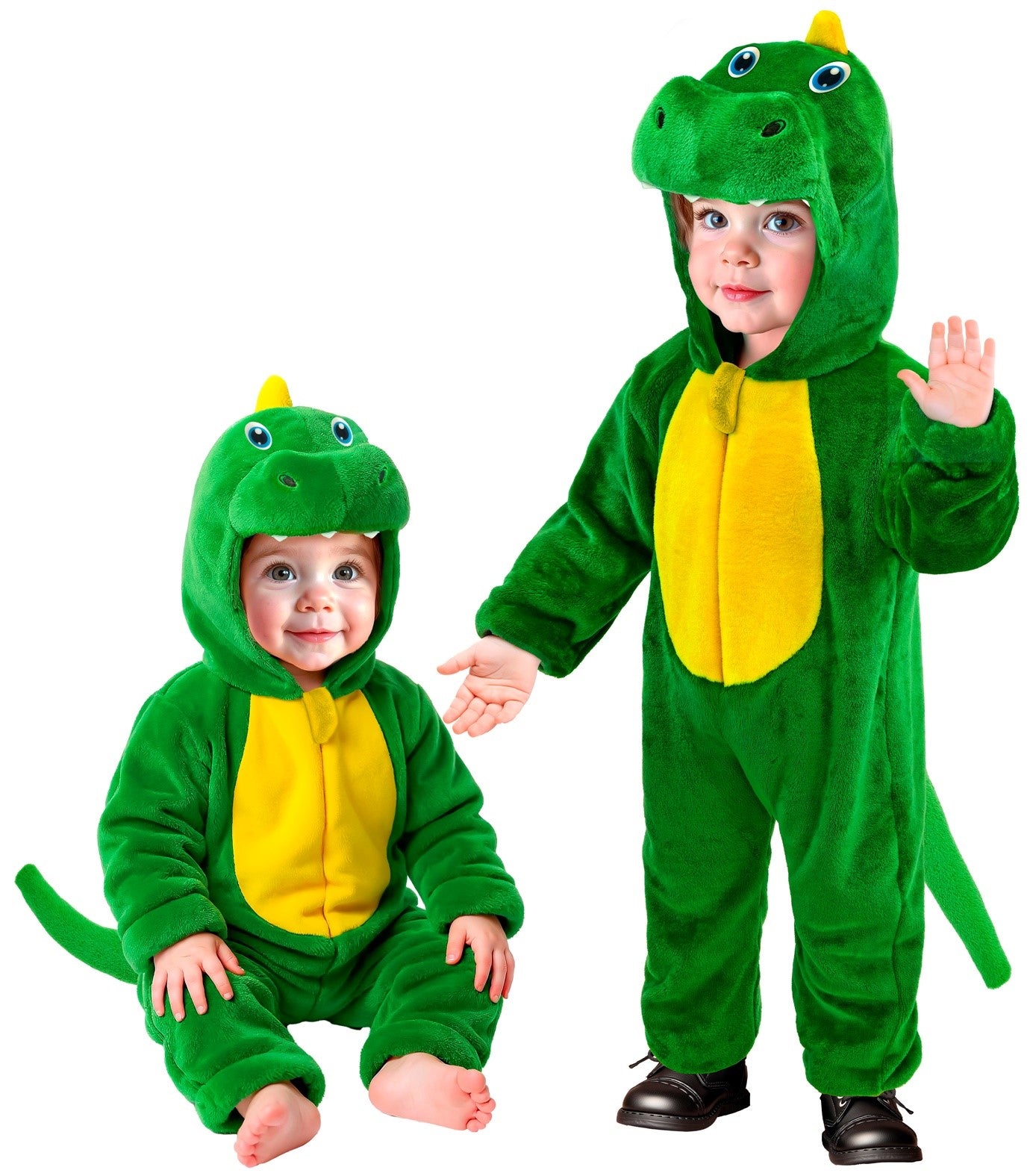 Disfraz de Dinosaurio Verde de Peluche para Bebé