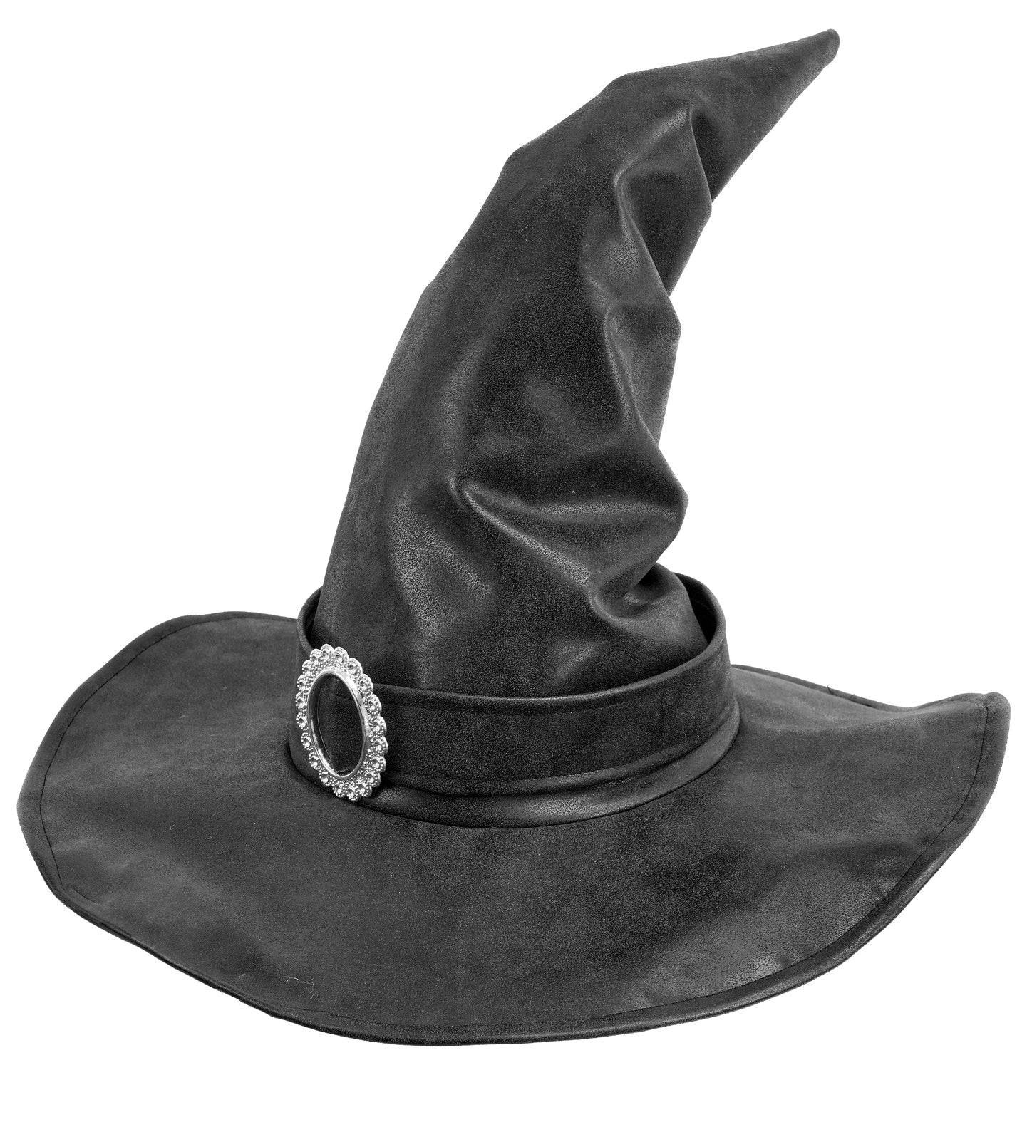Chapéu de bruxa de couro ecológico para mulher