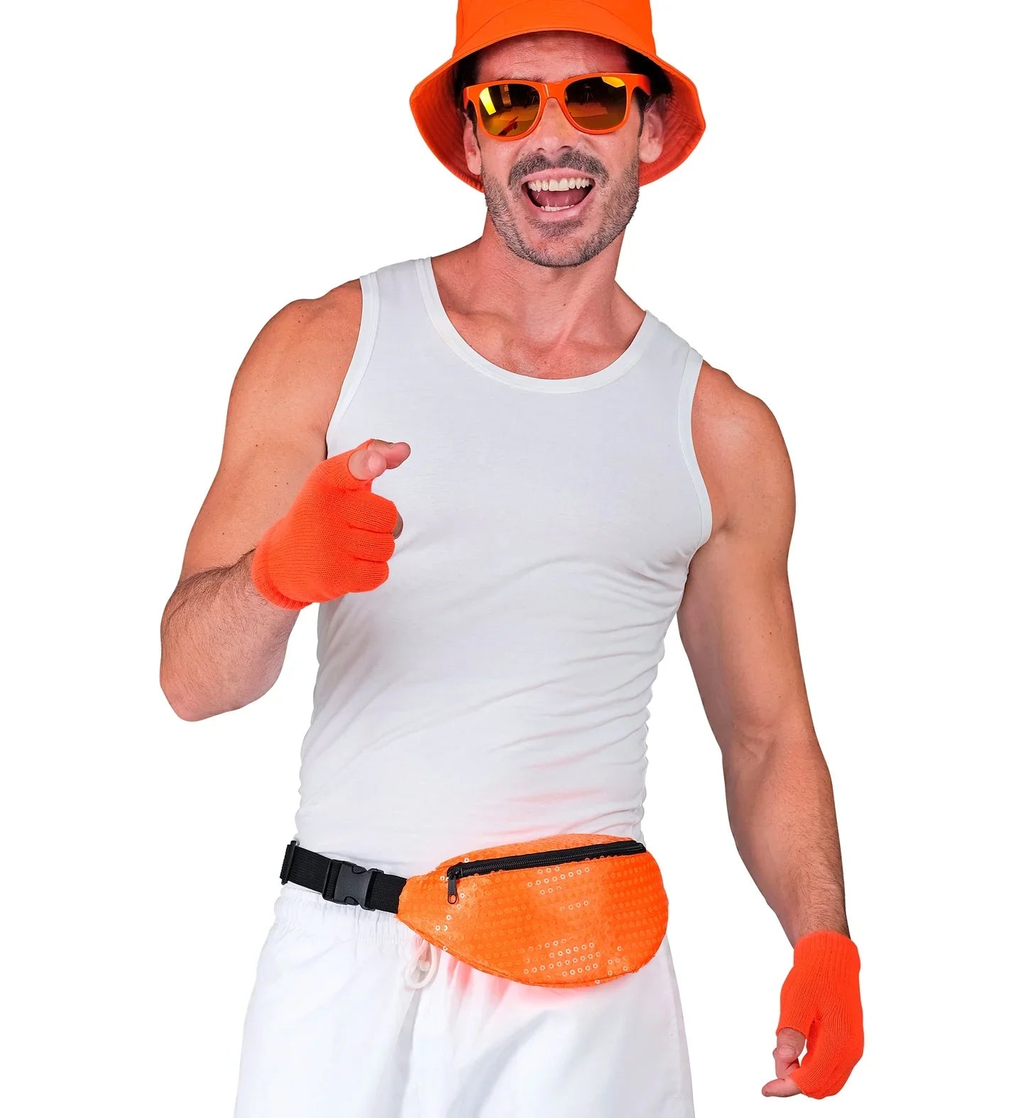 Guantes sin Dedos Abrigados Naranja Neón Guantes Widmann