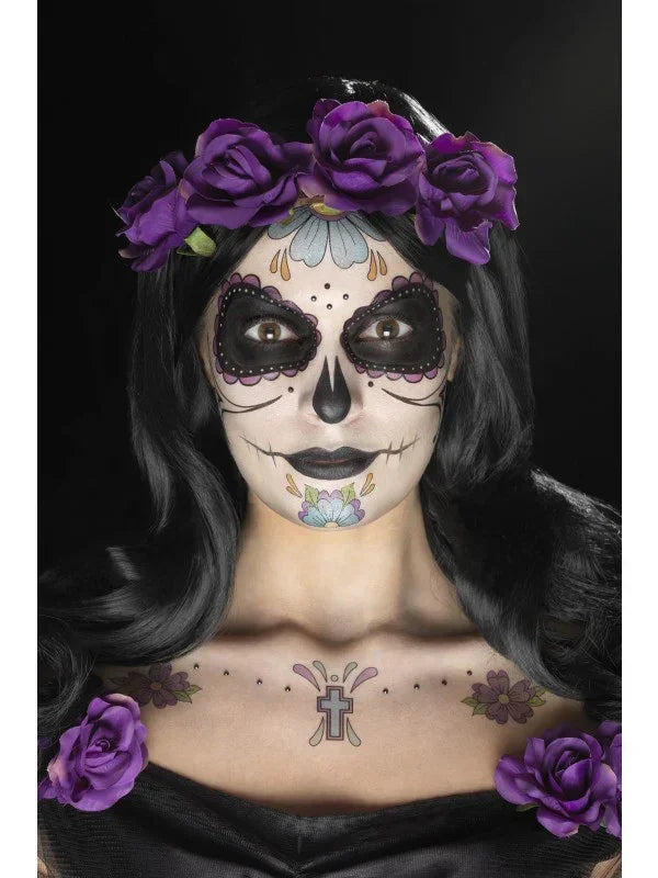 Kit Tatuajes y Maquillaje Catrina Morado Kits de Maquillaje Smiffys
