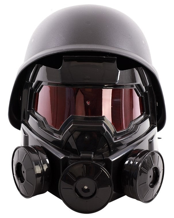 Casco Negro con Máscara de Gas